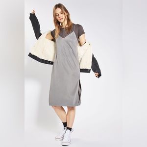 Topshop Cupro Slip Dress Light Grey